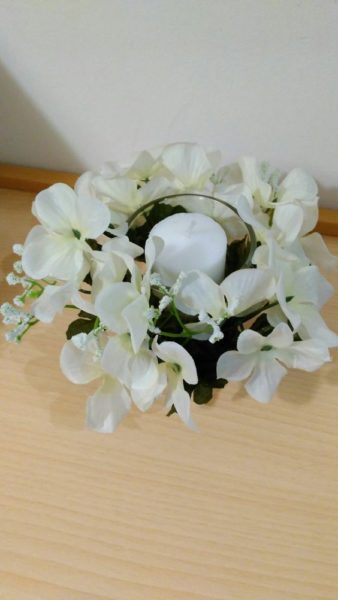 Porta candela con fiori